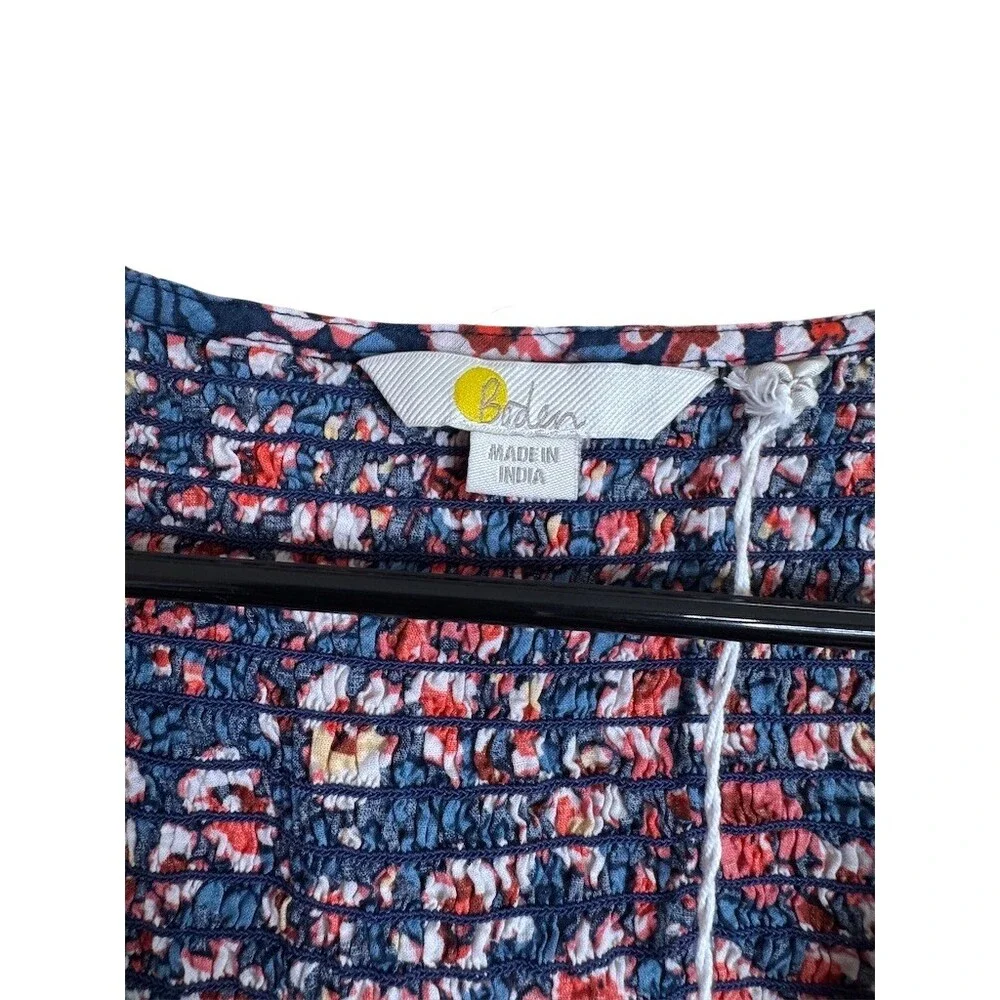 Boden Dress Womens 16/18 Long Navy Red Floral Smocked Fit & Flare Midi - Picture 4 of 9